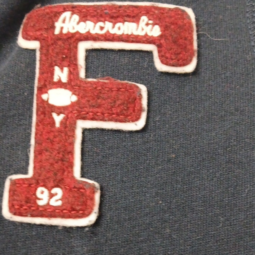Abercrombie & Fitch Blue Varsity Jacket with Striped Cuffs
